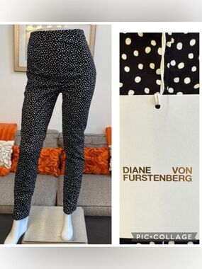 ❣️🆕DIANE VON FURSTENBERG Black&White Polka Dot Cigarette Pants❣️